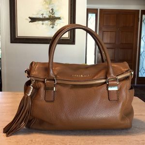 🌹MICHAEL KORS Cognac Pebble Leather Satchel Purse!